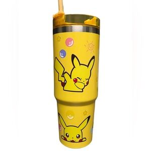 30oz Pokémon Go Yellow Vacuum Flask with Straw ✨